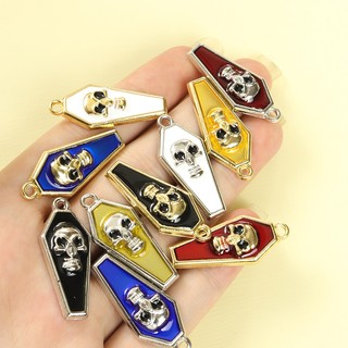 10 Chiếc Dark Gothic Phong Cách Tombstone & 3D Lập Thể Đầu Lâu Men Quyến Rũ Cho DIY Halloween Ma Quái Trang Sức Vòng Cổ Cá Tính Bông Tai Mặt Dây Hợp Kim Độc Đáo Trang Trí Tiệc Lễ Hội