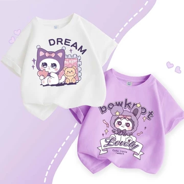 WGQ Áo thun bé gái áo phông bé gái áo phông cho bé gái áo bé gái áo phông bé gái size đại bộ cotton bé gái áo koromi bé gái áo kuromi cho bé gái