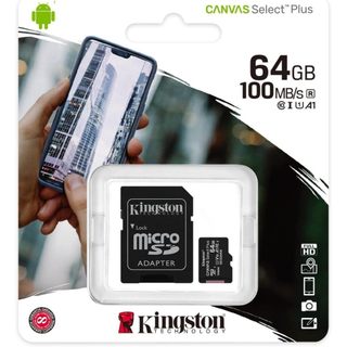 Thẻ nhớ Kingston 256GB TF Mini Canvas Select Plus microSDXC | Lên đến 100MB / giây | A1 Lớp 10 UHS-I | Với bộ chuyển đổi | Sdcs2 / 64gb