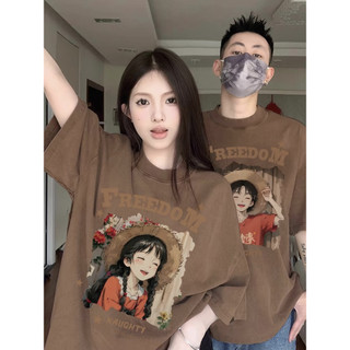 Áo thun unisex cotton tay ngắn, cổ tròn, in độc đáo, form baggy, phong cách cặp đôi