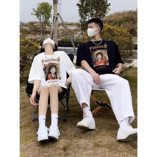 Áo thun unisex cotton tay ngắn, cổ tròn, in độc đáo, form baggy, phong cách cặp đôi