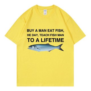Mua Một Người Ăn Cá Ngày Ông Dạy Cá Người Đến Một Đời Ngộ nghĩnh Meme Áo Unisex Áo Thun Cotton Nam Cotton Quá Khổ Tee