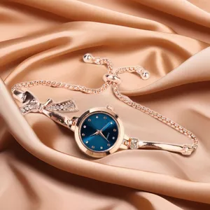 Đồng hồ thạch anh nữ mới niche cao cấp Bow Studded Diamond Bracelet Watch