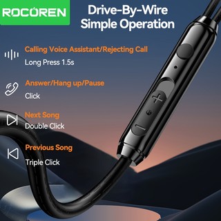 Rocoren HY tai nghe 3,5 mm âm trầm sốc, âm thanh nổi, nhét tai, kèm MIC, cho điện thoại/Xiaomi/Laotop