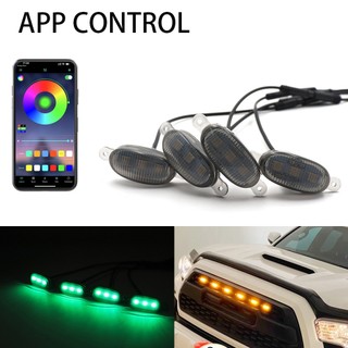 Rgb Xe Lưới Tản Nhiệt Trước Chiếu Sáng Ứng Dụng Điều Khiển 12V Lưới Led Lưới Tản Nhiệt Để Sửa Đổi Xe Địa Hình Jeep SUV Đèn Tín Hiệu Trang Trí
