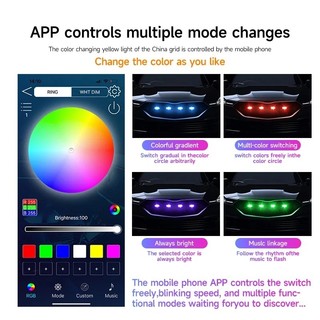 Rgb Xe Lưới Tản Nhiệt Trước Chiếu Sáng Ứng Dụng Điều Khiển 12V Lưới Led Lưới Tản Nhiệt Để Sửa Đổi Xe Địa Hình Jeep SUV Đèn Tín Hiệu Trang Trí
