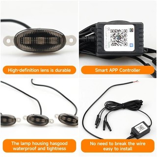 Rgb Xe Lưới Tản Nhiệt Trước Chiếu Sáng Ứng Dụng Điều Khiển 12V Lưới Led Lưới Tản Nhiệt Để Sửa Đổi Xe Địa Hình Jeep SUV Đèn Tín Hiệu Trang Trí