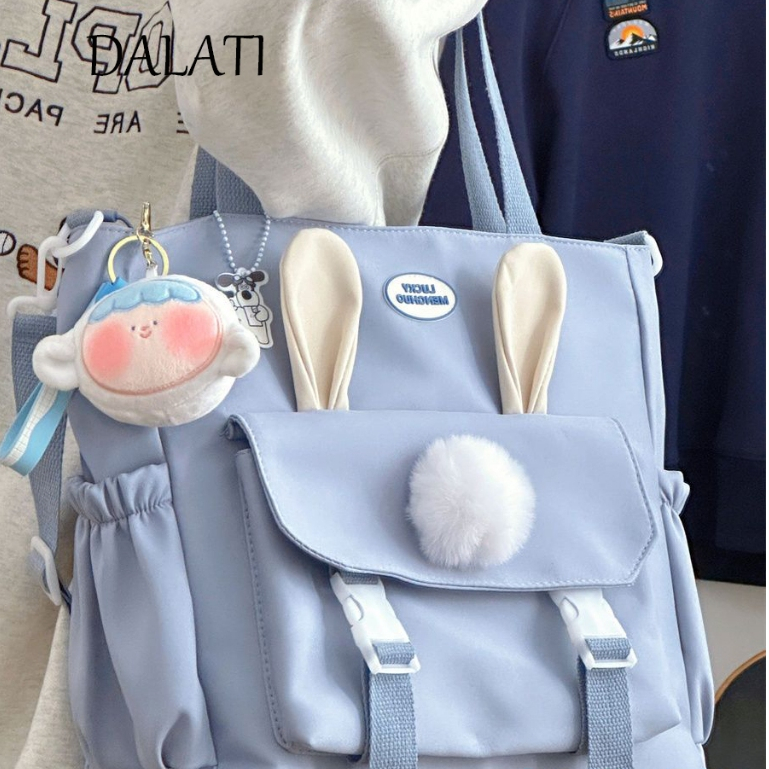 Dalati Cute Bunny Soft Girl Túi xách nữ lớp học sinh Túi đeo vai di động dung tích lớn