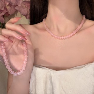 n1085 Thời Trang Pháp Vòng Cổ Ngọc Trai Hồng Mùa Hè Mới Phong Cách Đa Năng Vòng Cổ Ngọc Trai Đính Hạt Vòng Cổ