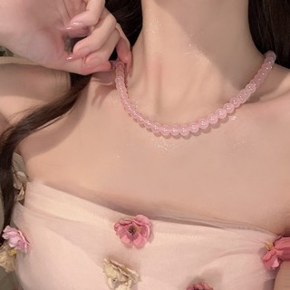n1085 Thời Trang Pháp Vòng Cổ Ngọc Trai Hồng Mùa Hè Mới Phong Cách Đa Năng Vòng Cổ Ngọc Trai Đính Hạt Vòng Cổ