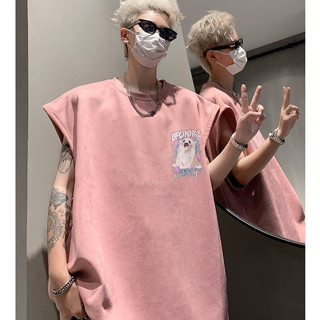 Áo Vest Nam ESEA Mùa Hè Mỹ Retro Street Boy Màu Hồng Đẹp Trai Rời Áo Không Tay
