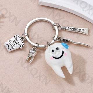 Cổ Điển Trắng Lớn Acrylic Kem Đánh Răng Kem Đánh Răng Hợp Kim Móc Khóa Cho Nha Sĩ Bác Sĩ Người Bạn Quà Tặng Handmade Bộ Trang Sức