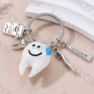 Cổ Điển Trắng Lớn Acrylic Kem Đánh Răng Kem Đánh Răng Hợp Kim Móc Khóa Cho Nha Sĩ Bác Sĩ Người Bạn Quà Tặng Handmade Bộ Trang Sức