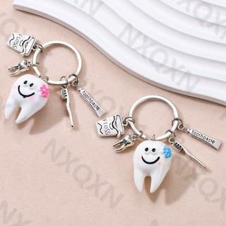 Cổ Điển Trắng Lớn Acrylic Kem Đánh Răng Kem Đánh Răng Hợp Kim Móc Khóa Cho Nha Sĩ Bác Sĩ Người Bạn Quà Tặng Handmade Bộ Trang Sức