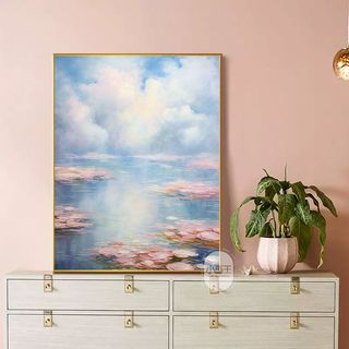 MOZI✨30 * 40cm / 40 * 50cm hồ bơi hoa súng tranh tô màu theo số tranh số hóa tranh sơn dầu số hoá Phong Cách Monet Nước Lily Tự Làm Tranh Sơn Dầu Kỹ Thuật Số Vẽ Tay Tranh Tô Màu Tranh Kỹ Thuật Số Tranh Làm Đầy Tranh Sơn Dầu Tranh Handmade Giá Trị Cao