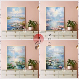 MOZI✨30 * 40cm / 40 * 50cm hồ bơi hoa súng tranh tô màu theo số tranh số hóa tranh sơn dầu số hoá Phong Cách Monet Nước Lily Tự Làm Tranh Sơn Dầu Kỹ Thuật Số Vẽ Tay Tranh Tô Màu Tranh Kỹ Thuật Số Tranh Làm Đầy Tranh Sơn Dầu Tranh Handmade Giá Trị Cao