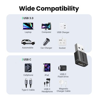 Ugreen 10Gbps USB3.1 2 cái 3 cái USB-C Nữ sang USB-A Nam Adapter USB-C Nữ sang USB-A Nam Adapter Nhựa