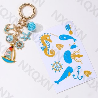 Đại Dương Tàu Sao Biển Neo Vỏ Men Móc Khóa Nam Nữ Phiêu Lưu Biển Quà Tặng Handmade Bộ Trang Sức