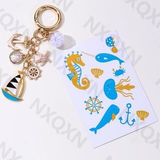 Đại Dương Tàu Sao Biển Neo Vỏ Men Móc Khóa Nam Nữ Phiêu Lưu Biển Quà Tặng Handmade Bộ Trang Sức