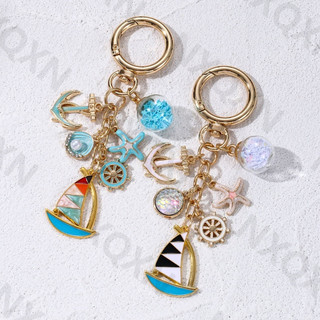 Đại Dương Tàu Sao Biển Neo Vỏ Men Móc Khóa Nam Nữ Phiêu Lưu Biển Quà Tặng Handmade Bộ Trang Sức