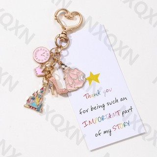 Dễ Thương Lâu Đài Thái Công Chúa Đồng Hồ Màu Hồng Men Móc Khóa Dành Cho Nữ Cô Gái Món Quà Xinh Đẹp Handmade Jewlerlery Bộ