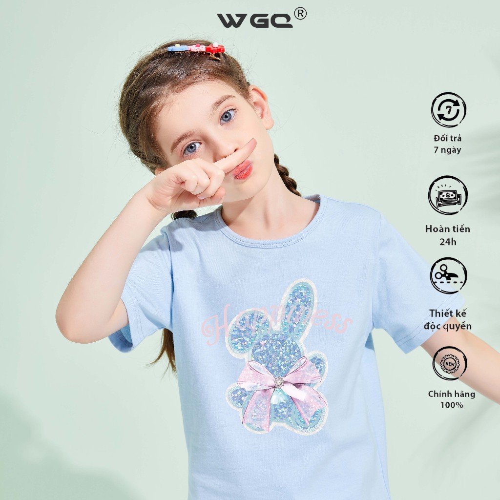 W.G.Q Áo thun cho bé gái，100% cotton cho trẻ em thoải mái，Tính năng in dễ thương
