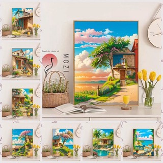 MOZI✨30 * 40cm / 40 * 50cm cabin tranh tô màu theo số tranh số hóa tranh sơn dầu số hoá Hut Tranh sơn dầu kỹ thuật số diy Tranh tô màu Vẽ tay Tranh làm đầy Tranh vẽ tay Hoạt hình Phong cảnh Tranh sơn dầu Tranh trang trí Tranh kỹ thuật số