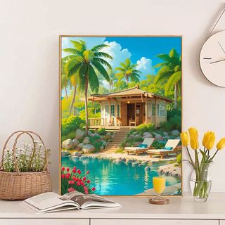 MOZI✨30 * 40cm / 40 * 50cm cabin tranh tô màu theo số tranh số hóa tranh sơn dầu số hoá Hut Tranh sơn dầu kỹ thuật số diy Tranh tô màu Vẽ tay Tranh làm đầy Tranh vẽ tay Hoạt hình Phong cảnh Tranh sơn dầu Tranh trang trí Tranh kỹ thuật số