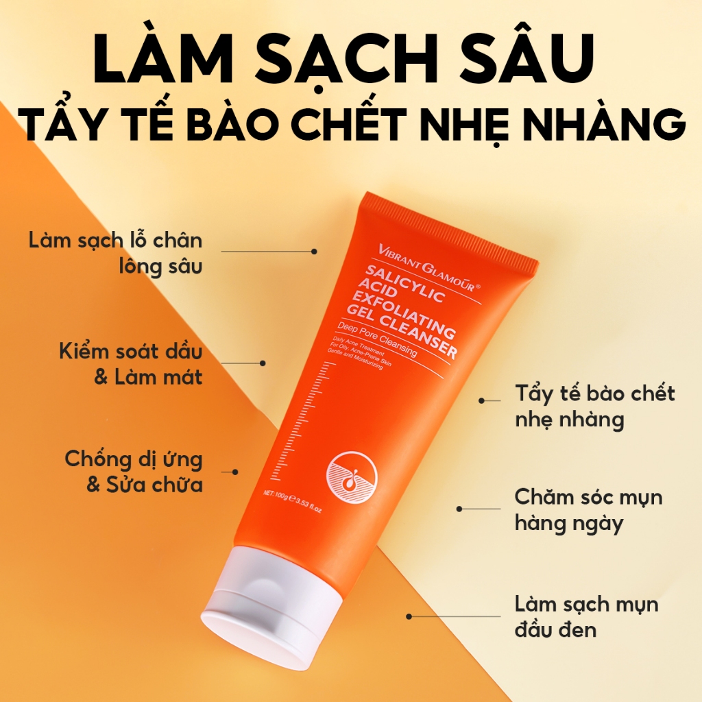 Ảnh Salicylic Acid Gel VIBRANT GLAMOUR Tẩy tế bào chết kiểm soát dầu thích hợp cho da dầu và da mụn 100g 2