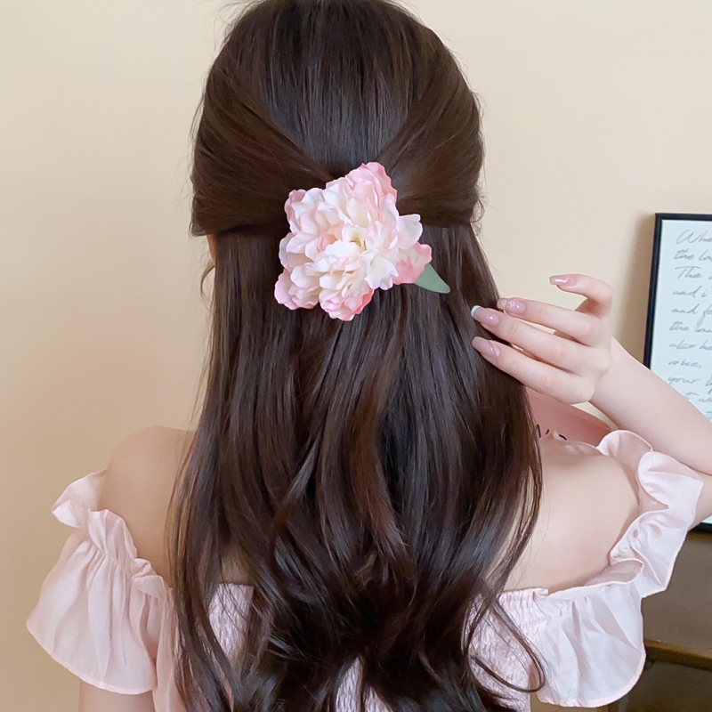 Siêu Cổ Tích Mô Phỏng Hoa Mẫu Đơn Kẹp Tóc Để Chụp Ảnh Nổ Kẹp Bên Mùa Hè Phong Cách Kỳ Nghỉ Phụ Kiện Tóc Cho Nữ