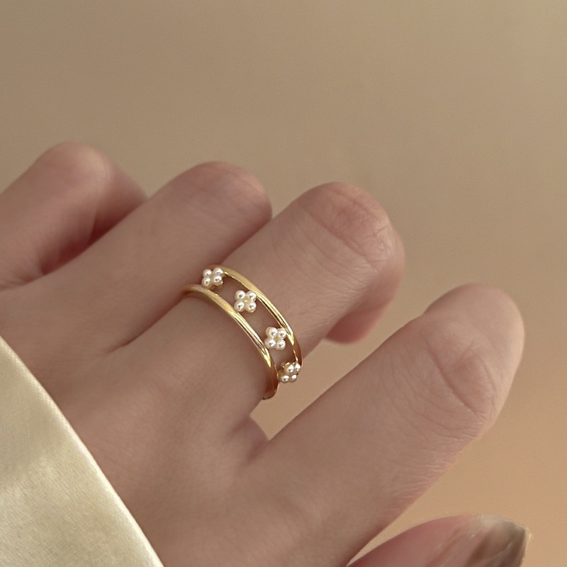 Nhẫn ngọc trai hoa bướm Hàn Quốc nhẹ nhàng sang trọng zircon ngón trỏ nhẫn thời trang tất cả phụ kiện tay cao cấp