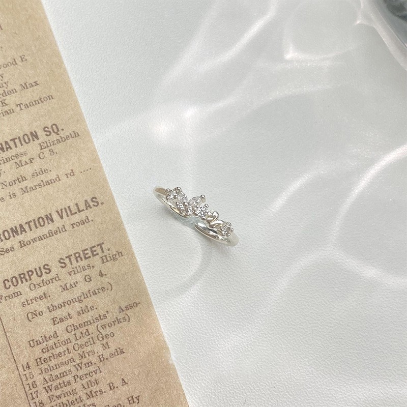 Nhẫn ngọc trai hoa bướm Hàn Quốc nhẹ nhàng sang trọng zircon ngón trỏ nhẫn thời trang tất cả phụ kiện tay cao cấp