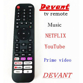 Điều Khiển Mới Dành Cho Devant Smart TV Remote Dành Cho Hisense 4K LED Smart TV Điều Khiển Từ Xa EN2N30H EN2Q30H EN2I30H EN2G30H với Netflix Youtube media prime video 32STV103 50QUHV04 55UHD202