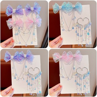 Onetimingfine Trẻ Em Dễ Thương Cho Bé Nàng Tiên Cá Công Chúa Ngọc Trai Viền Nơ trán Dây Xích Kẹp Tóc Cổ Tích Phụ Kiện Tóc VN