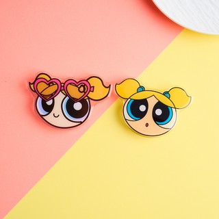 Giá Đỡ Điện Thoại Di Động Powerpuff Bé Gái Túi Khí Gấp Lười Chống Sốc Vòng Khóa Có Thể Thu Vào