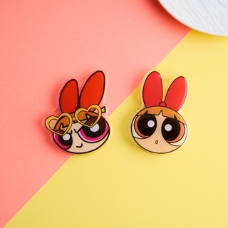 Giá Đỡ Điện Thoại Di Động Powerpuff Bé Gái Túi Khí Gấp Lười Chống Sốc Vòng Khóa Có Thể Thu Vào