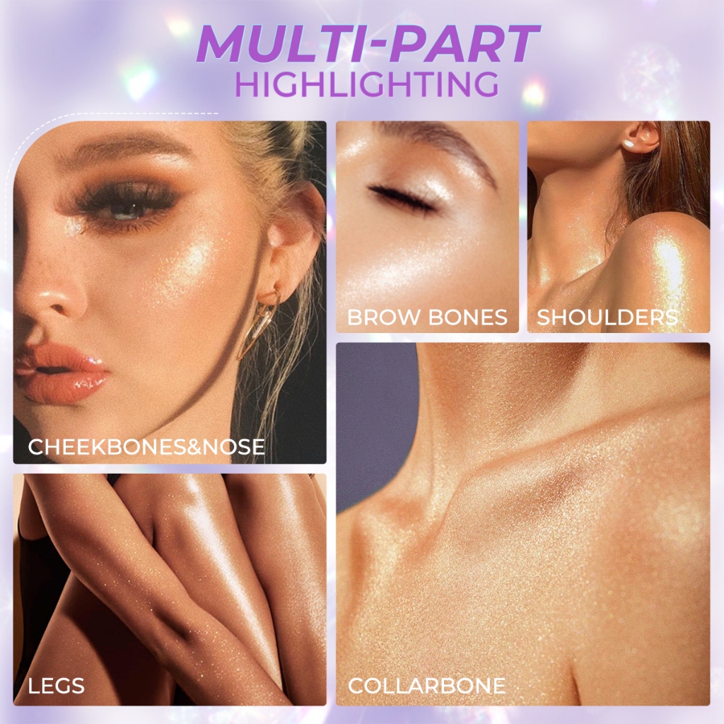 Ảnh Minimeli Highlighter Powder Long lanh Chống thấm nước Shimmer Blush Multi-Part Highlighting Women Face Body Beauty Makeup 4