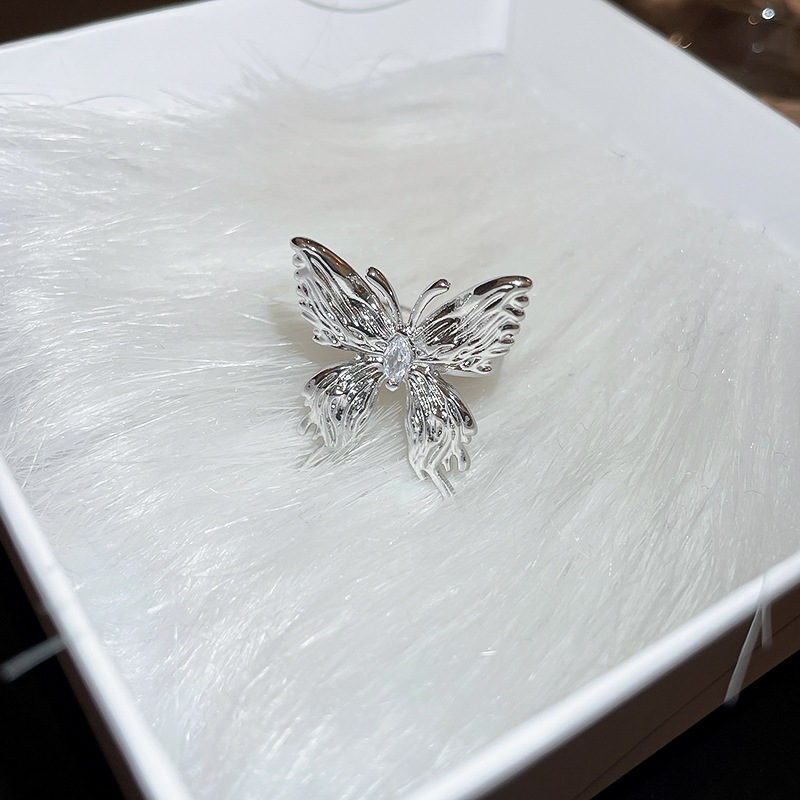 Nhẫn mở bướm gấp không đều Zircon thời trang Hàn Quốc khí chất ngón trỏ nhẫn nhẫn trang trí tay đơn giản