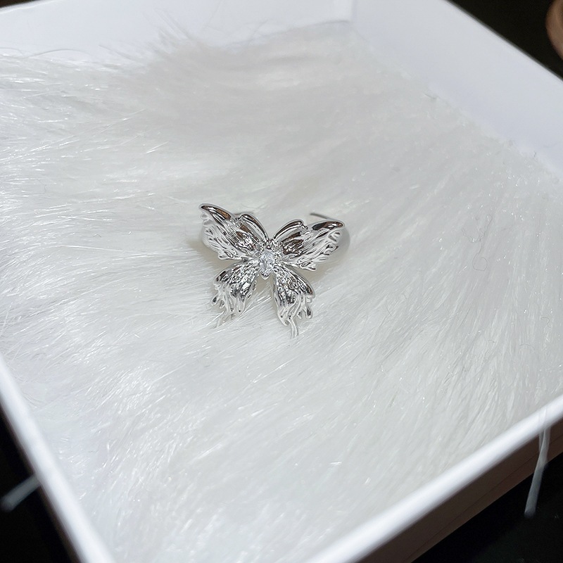 Nhẫn mở bướm gấp không đều Zircon thời trang Hàn Quốc khí chất ngón trỏ nhẫn nhẫn trang trí tay đơn giản