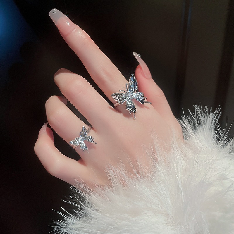 Nhẫn mở bướm gấp không đều Zircon thời trang Hàn Quốc khí chất ngón trỏ nhẫn nhẫn trang trí tay đơn giản