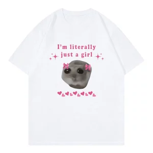 Buồn Áo Thun Hamster Tôi Chỉ Là Một Cô Gái In Chữ Áo Thun Cotton Cao Cấp Cổ Tròn Áo Thun Nữ Dễ Thương In Hình Tee