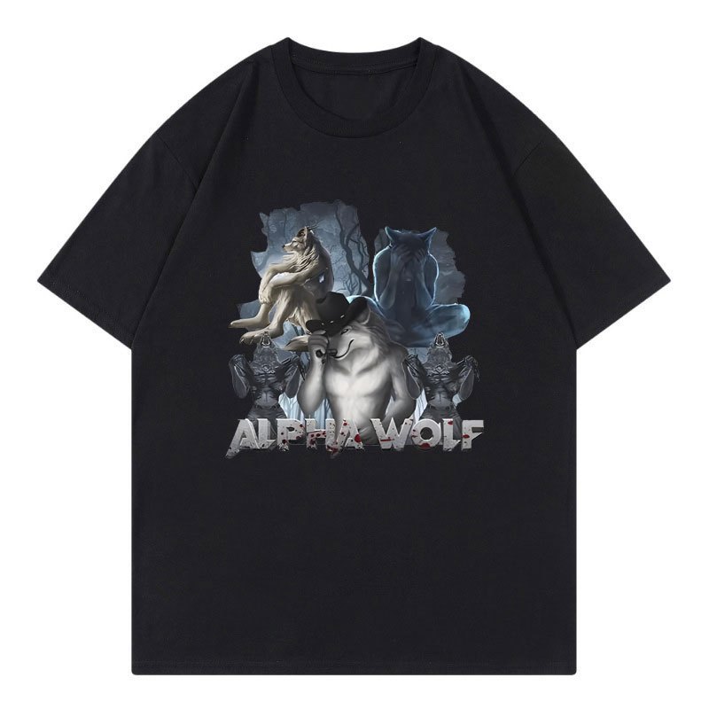 Sói Ripping Meme Ngộ nghĩnh Áo Alpha Wolf, Người sói Nghĩa đen Tôi Áo thun họa tiết Nam Thời trang Hip Hop Áo thun Cotton quá khổ