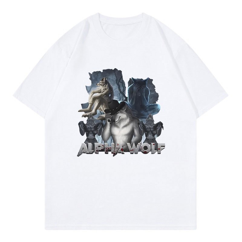 Sói Ripping Meme Ngộ nghĩnh Áo Alpha Wolf, Người sói Nghĩa đen Tôi Áo thun họa tiết Nam Thời trang Hip Hop Áo thun Cotton quá khổ