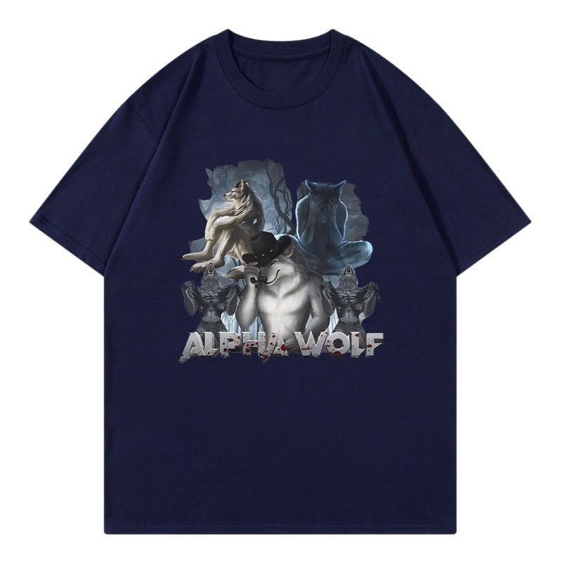 Sói Ripping Meme Ngộ nghĩnh Áo Alpha Wolf, Người sói Nghĩa đen Tôi Áo thun họa tiết Nam Thời trang Hip Hop Áo thun Cotton quá khổ