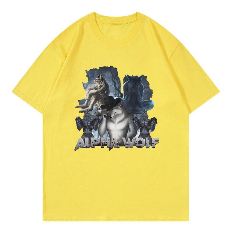 Sói Ripping Meme Ngộ nghĩnh Áo Alpha Wolf, Người sói Nghĩa đen Tôi Áo thun họa tiết Nam Thời trang Hip Hop Áo thun Cotton quá khổ