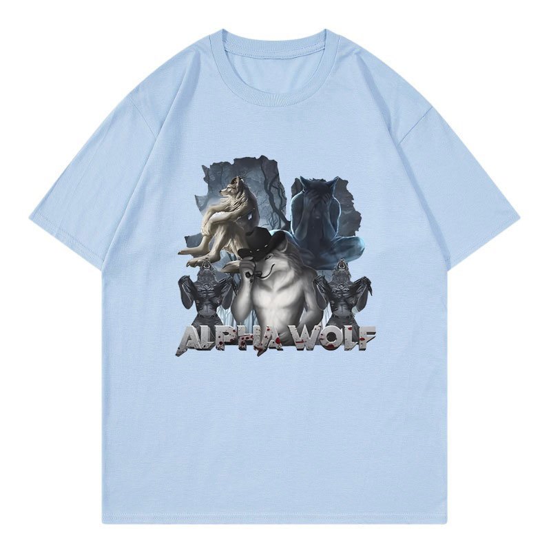 Sói Ripping Meme Ngộ nghĩnh Áo Alpha Wolf, Người sói Nghĩa đen Tôi Áo thun họa tiết Nam Thời trang Hip Hop Áo thun Cotton quá khổ