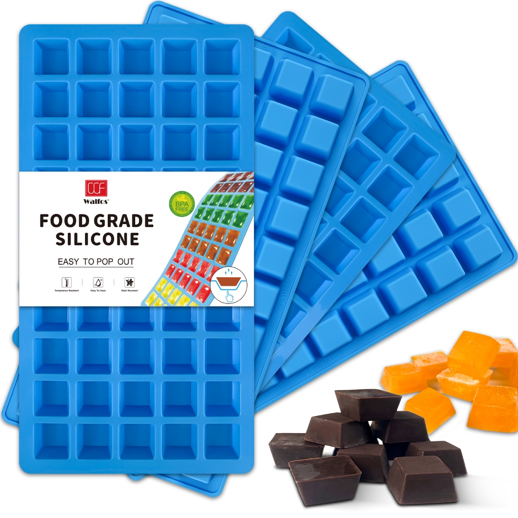 Ảnh Khuôn sô cô la silicon sân thượng vuông Mini Walfos 50 buồng - Khuôn kẹo silicon chống dính Walfos, Khuôn silicon thích hợp cho sô cô la, kẹo, kẹo dẻo, thạch, đá viên 1