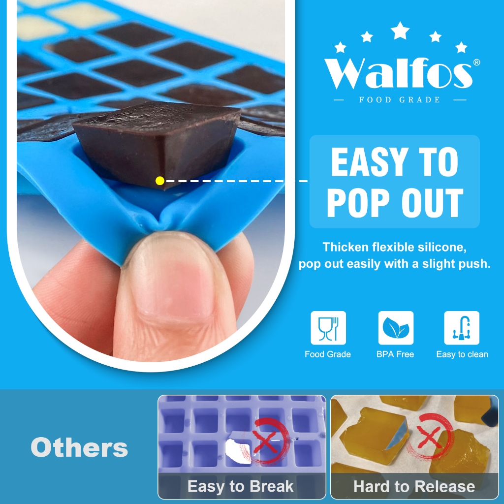Ảnh Khuôn sô cô la silicon sân thượng vuông Mini Walfos 50 buồng - Khuôn kẹo silicon chống dính Walfos, Khuôn silicon thích hợp cho sô cô la, kẹo, kẹo dẻo, thạch, đá viên 4