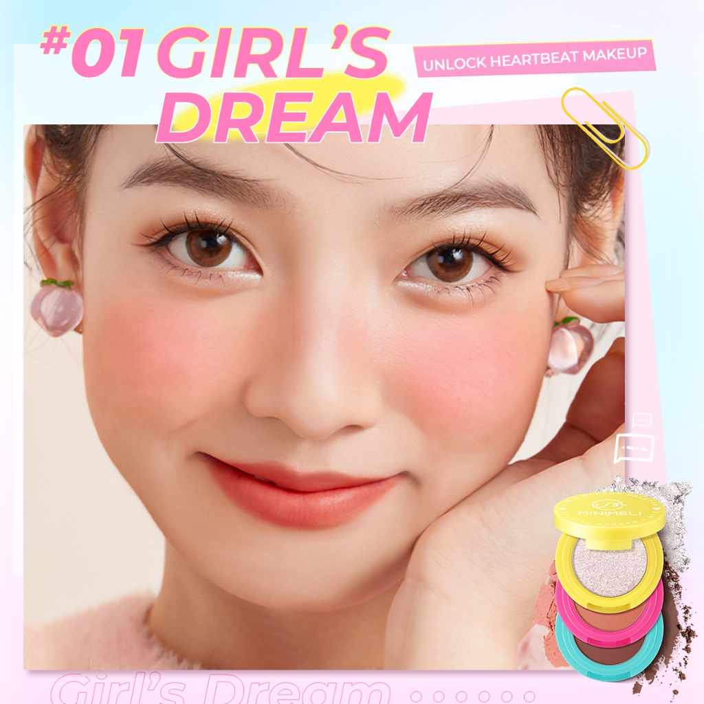 Ảnh Minimeli 3 TRONG 1 Blush Palette Lấp Lánh Highlighter Smudge Tự Nhiên Phấn Mắt Lâu Dài Chiếu Sáng Mặt Trang Điểm 3