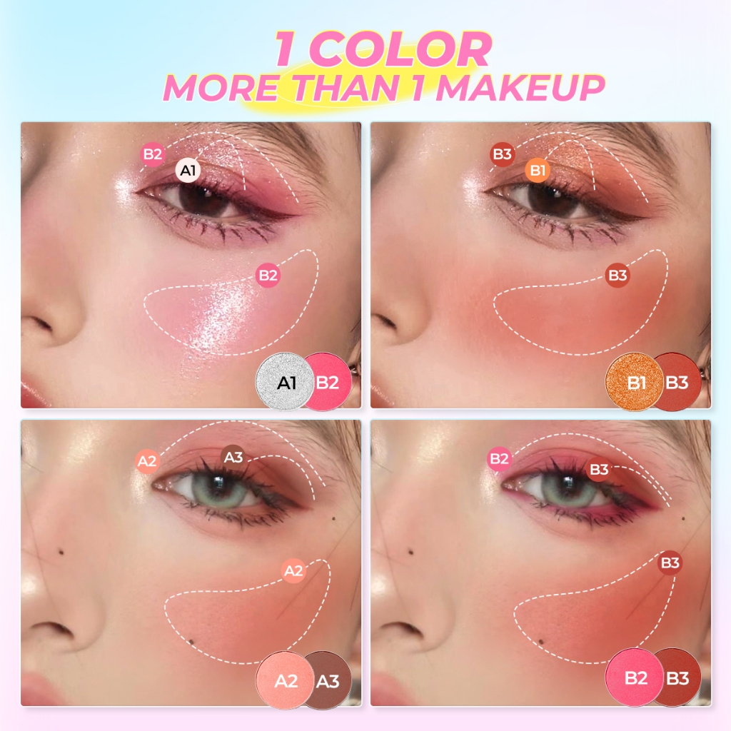 Ảnh Minimeli 3 TRONG 1 Blush Palette Lấp Lánh Highlighter Smudge Tự Nhiên Phấn Mắt Lâu Dài Chiếu Sáng Mặt Trang Điểm 1